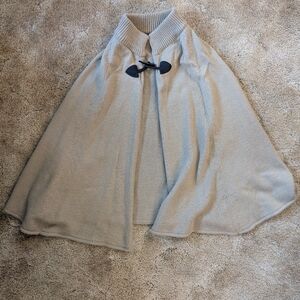 Beige Knit Cape with Toggle Closure